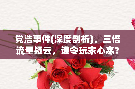 党浩事件{深度剖析},三倍流量疑云,谁令玩家心寒? 党浩事件{深度剖析},三倍流量疑云,谁令玩家心寒?