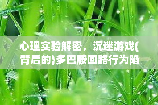 心理实验解密，沉迷游戏{背后的}多巴胺回路行为陷阱