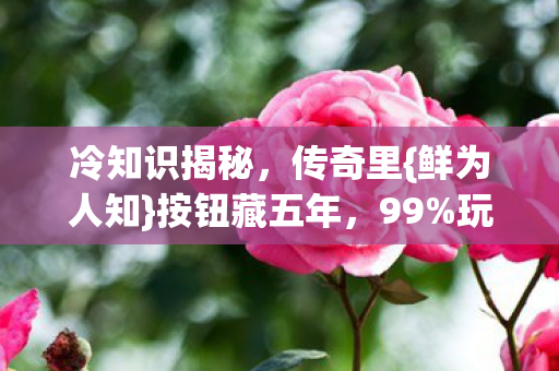 冷知识揭秘,传奇里{鲜为人知}按钮藏五年,99%玩家未触发! 冷知识揭秘,传奇里{鲜为人知}按钮藏五年,99%玩家未触发!