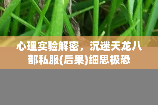 心理实验解密，沉迷天龙八部私服{后果}细思极恐