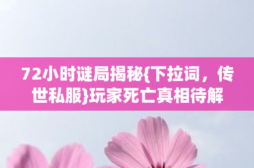 72小时谜局揭秘{下拉词,传世私服}玩家死亡真相待解 72小时谜局揭秘{下拉词,传世私服}玩家死亡真相待解