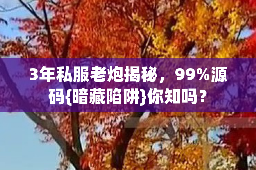 3年私服老炮揭秘,99%源码{暗藏陷阱}你知吗? 3年私服老炮揭秘,99%源码{暗藏陷阱}你知吗?