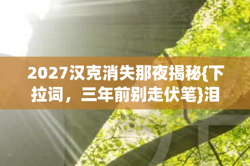 2027汉克消失那夜揭秘{下拉词,三年前别走伏笔}泪目 2027汉克消失那夜揭秘{下拉词,三年前别走伏笔}泪目
