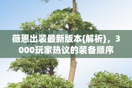 薇恩出装最新版本{解析},3000玩家热议的装备顺序 薇恩出装最新版本{解析},3000玩家热议的装备顺序
