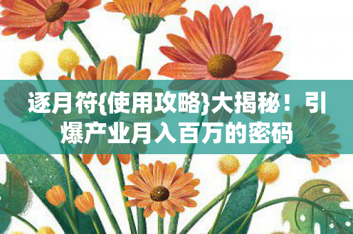 逐月符{使用攻略}大揭秘!引爆产业月入百万的密码 逐月符{使用攻略}大揭秘!引爆产业月入百万的密码