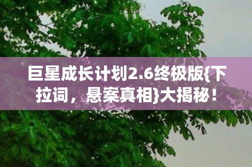 巨星成长计划2.6终极版{下拉词,悬案真相}大揭秘! 巨星成长计划2.6终极版{下拉词,悬案真相}大揭秘!