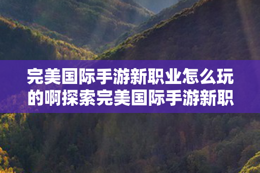 完美国际手游新职业怎么玩的啊探索完美国际手游新职业图片