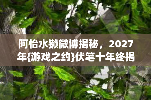 阿怡水獭微博揭秘,2027年{游戏之约}伏笔十年终揭晓 阿怡水獭微博揭秘,2027年{游戏之约}伏笔十年终揭晓