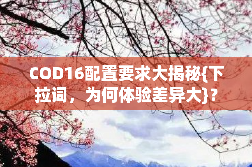 COD16配置要求大揭秘图片
