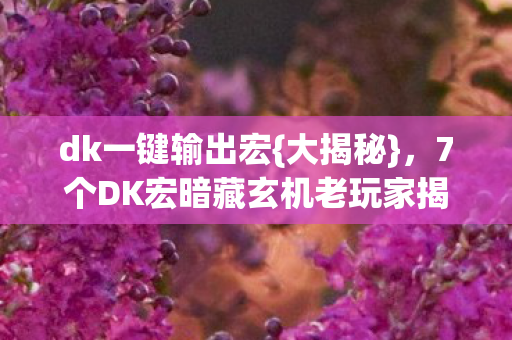 dk一键输出宏{大揭秘},7个DK宏暗藏玄机老玩家揭秘 dk一键输出宏{大揭秘},7个DK宏暗藏玄机老玩家揭秘