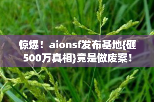 惊爆！aionsf发布基地{砸500万真相}竟是做废案！