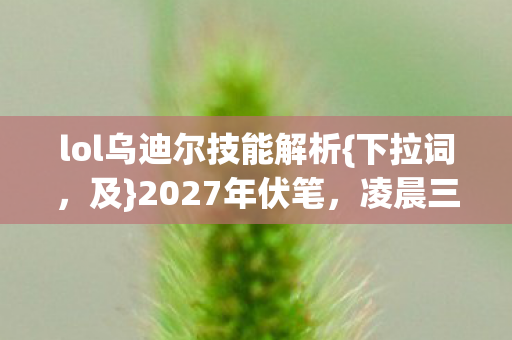lol乌迪尔技能解析{下拉词,及}2027年伏笔,凌晨三点的等你 lol乌迪尔技能解析{下拉词,及}2027年伏笔,凌晨三点的等你