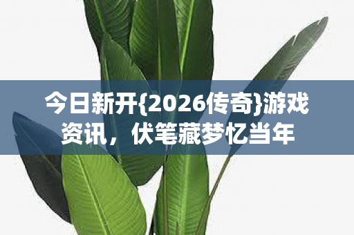 今日新开{2026传奇}游戏资讯，伏笔藏梦忆当年