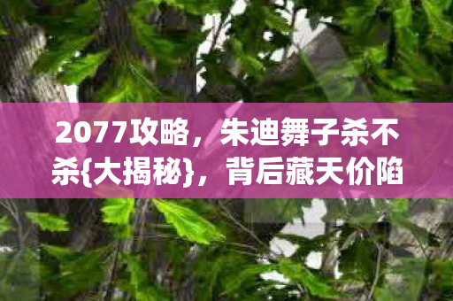 2077攻略,朱迪舞子杀不杀{大揭秘},背后藏天价陷阱 2077攻略,朱迪舞子杀不杀{大揭秘},背后藏天价陷阱