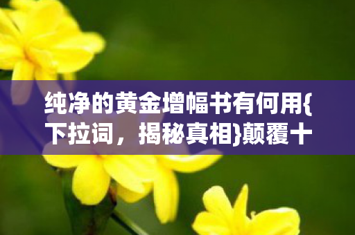 纯净的黄金增幅书有何用{下拉词,揭秘真相}颠覆十年认知! 纯净的黄金增幅书有何用{下拉词,揭秘真相}颠覆十年认知!
