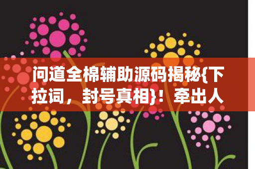 问道全棉辅助源码揭秘{下拉词,封号真相}!牵出人性暗网 问道全棉辅助源码揭秘{下拉词,封号真相}!牵出人性暗网
