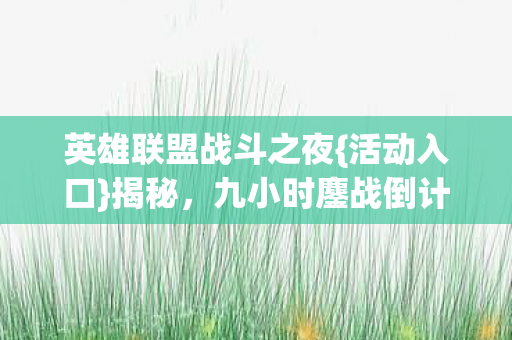 英雄联盟战斗之夜{活动入口}揭秘,九小时鏖战倒计时 英雄联盟战斗之夜{活动入口}揭秘,九小时鏖战倒计时