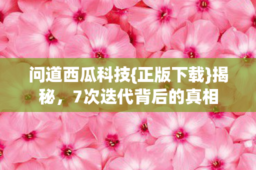 问道西瓜科技{正版下载}揭秘,7次迭代背后的真相 问道西瓜科技{正版下载}揭秘,7次迭代背后的真相
