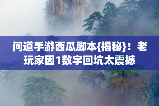 问道手游西瓜脚本{揭秘}!老玩家因1数字回坑太震撼 问道手游西瓜脚本{揭秘}!老玩家因1数字回坑太震撼
