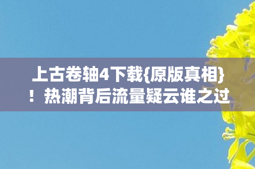 上古卷轴4下载{原版真相}!热潮背后流量疑云谁之过? 上古卷轴4下载{原版真相}!热潮背后流量疑云谁之过?