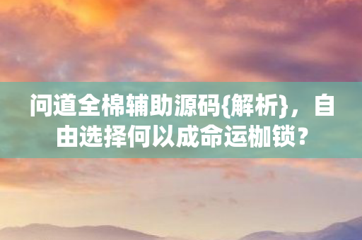 问道全棉辅助源码{解析},自由选择何以成命运枷锁? 问道全棉辅助源码{解析},自由选择何以成命运枷锁?