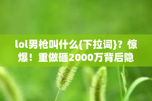 lol男枪叫什么{下拉词}?惊爆!重做砸2000万背后隐情 lol男枪叫什么{下拉词}?惊爆!重做砸2000万背后隐情