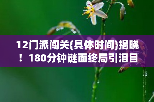 12门派闯关{具体时间}揭晓！180分钟谜面终局引泪目