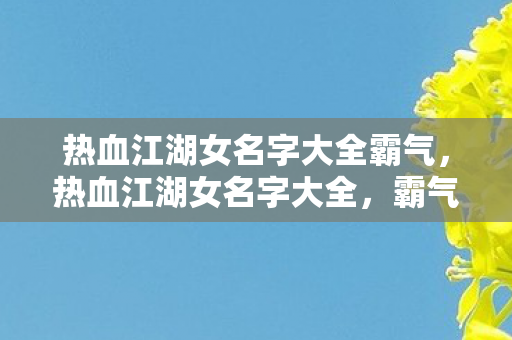 热血江湖女名字大全霸气，热血江湖女名字大全，霸气侧漏的侠女名字