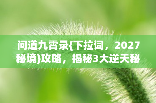 揭秘3大逆天秘境真相图片