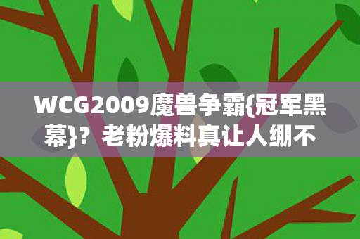 WCG2009魔兽争霸{冠军黑幕}?老粉爆料真让人绷不住 WCG2009魔兽争霸{冠军黑幕}?老粉爆料真让人绷不住