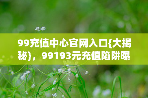 99充值中心官网入口{大揭秘},99193元充值陷阱曝光 99充值中心官网入口{大揭秘},99193元充值陷阱曝光