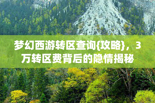 梦幻西游转区查询{攻略},3万转区费背后的隐情揭秘 梦幻西游转区查询{攻略},3万转区费背后的隐情揭秘