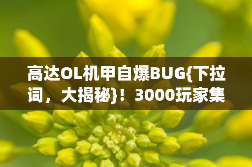 高达OL机甲自爆BUG{下拉词,大揭秘}!3000玩家集体绷不住 高达OL机甲自爆BUG{下拉词,大揭秘}!3000玩家集体绷不住