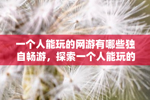 一个人能玩的网游有哪些独自畅游图片