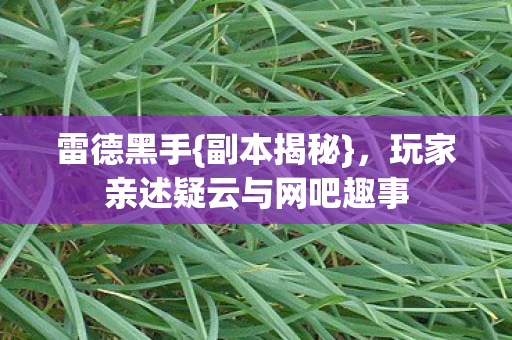 雷德黑手{副本揭秘},玩家亲述疑云与网吧趣事 雷德黑手{副本揭秘},玩家亲述疑云与网吧趣事