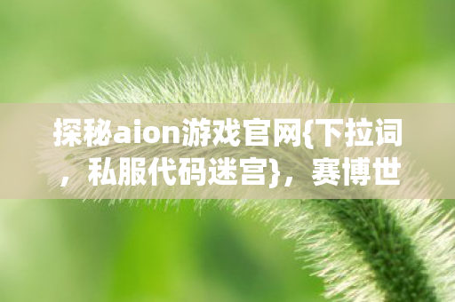探秘aion游戏官网{下拉词，私服代码迷宫}，赛博世界等你挑战