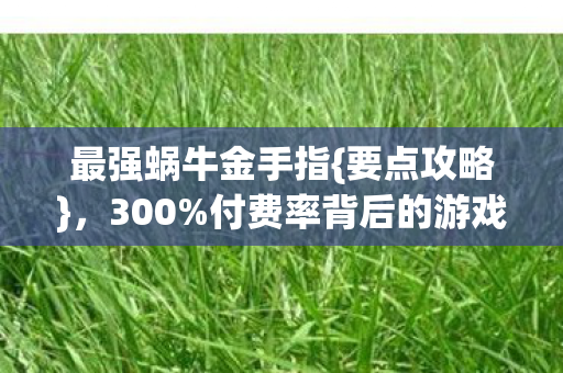 最强蜗牛金手指{要点攻略}，300%付费率背后的游戏革命