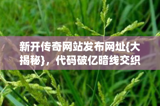 新开传奇网站发布网址{大揭秘},代码破亿暗线交织传奇逆袭 新开传奇网站发布网址{大揭秘},代码破亿暗线交织传奇逆袭