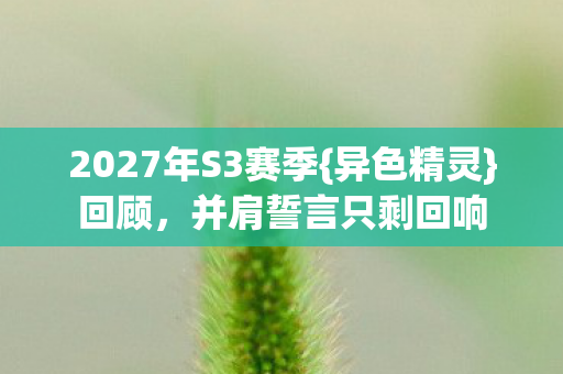 2027年S3赛季{异色精灵}回顾,并肩誓言只剩回响 2027年S3赛季{异色精灵}回顾,并肩誓言只剩回响