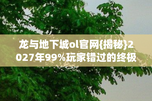 龙与地下城ol官网{揭秘}2027年99%玩家错过的终极体验 龙与地下城ol官网{揭秘}2027年99%玩家错过的终极体验
