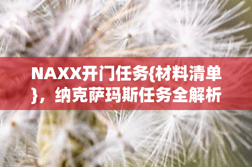 NAXX开门任务{材料清单},纳克萨玛斯任务全解析速通 NAXX开门任务{材料清单},纳克萨玛斯任务全解析速通