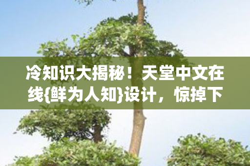 冷知识大揭秘!天堂中文在线{鲜为人知}设计,惊掉下巴! 冷知识大揭秘!天堂中文在线{鲜为人知}设计,惊掉下巴!