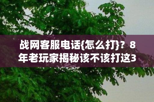 战网客服电话{怎么打}?8年老玩家揭秘该不该打这3个电话 战网客服电话{怎么打}?8年老玩家揭秘该不该打这3个电话