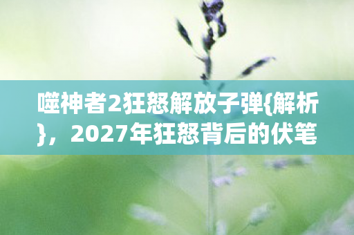 噬神者2狂怒解放子弹{解析},2027年狂怒背后的伏笔与情感 噬神者2狂怒解放子弹{解析},2027年狂怒背后的伏笔与情感