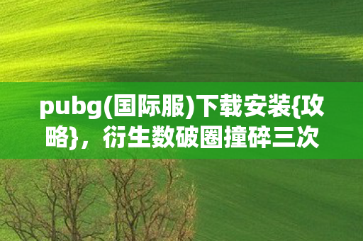 pubg(国际服)下载安装{攻略}，衍生数破圈撞碎三次元法则