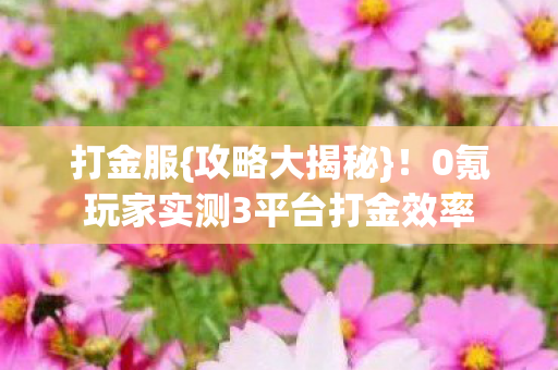 0氪玩家实测3平台打金效率图片