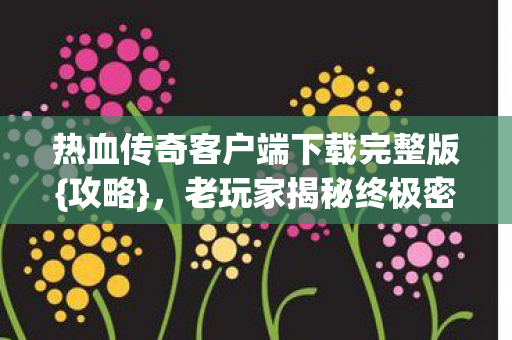 热血传奇客户端下载完整版{攻略},老玩家揭秘终极密码 热血传奇客户端下载完整版{攻略},老玩家揭秘终极密码