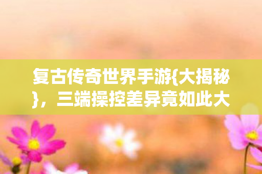 三端操控差异竟如此大图片