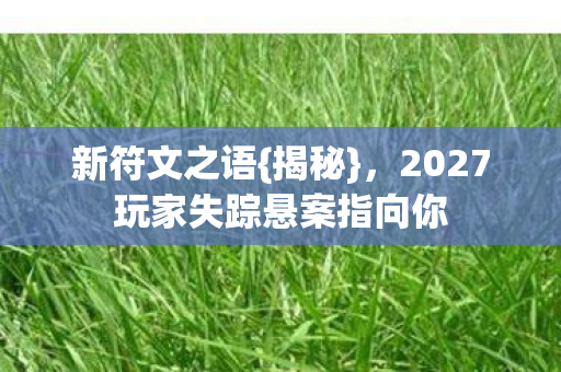 新符文之语{揭秘},2027玩家失踪悬案指向你 新符文之语{揭秘},2027玩家失踪悬案指向你