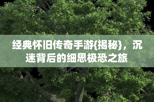 经典怀旧传奇手游{揭秘},沉迷背后的细思极恐之旅 经典怀旧传奇手游{揭秘},沉迷背后的细思极恐之旅